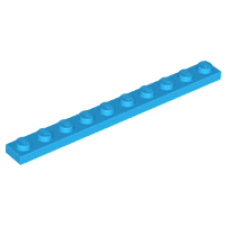 LEGO 4477 Dark Azure Plate 1 x 10 (losse stenen 27-21)*P